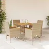 Image de vidaXL Ensemble à manger de jardin et coussins 5pcs beige rotin acacia, ensemble de salle à manger d'extérieur, meuble de 3278702
