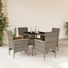 Image de vidaXL Ensemble à manger de jardin et coussins 5 pcs gris rotin verre, ensemble de salle à manger d'extérieur, meuble de 3278706