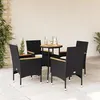 Image de vidaXL Ensemble à manger de jardin et coussins 5 pcs noir rotin acacia 3278718