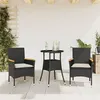 Image de vidaXL Ensemble à manger de jardin et coussins 3 pcs noir rotin verre 3278721