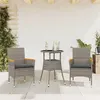 Image de vidaXL Ensemble à manger de jardin et coussins 3 pcs gris rotin verre 3278723