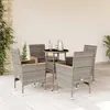 Image de vidaXL Ensemble à manger de jardin et coussins 5 pcs gris rotin verre 3278724