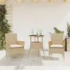 Image de vidaXL Ensemble à manger de jardin et coussins 3 pcs beige rotin verre 3278725
