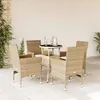 Image de vidaXL Ensemble à manger de jardin et coussins 5 pcs beige rotin verre 3278726