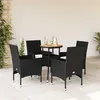 Image de vidaXL Ensemble à manger de jardin et coussins 5 pcs noir rotin acacia 3278728