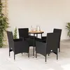 Image de vidaXL Ensemble à manger de jardin et coussins 5 pcs noir rotin acacia 3278730