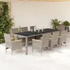 Image de vidaXL Ensemble à manger de jardin et coussins 9 pcs gris rotin verre 3278735