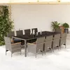 Image de vidaXL Ensemble à manger de jardin et coussins 11 pcs gris rotin verre 3278736