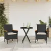 Image de vidaXL Ensemble de bistro avec coussins 3pcs noir résine tressée verre, ensemble de bistro de jardin, ensemble de balcon, 3278753