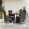 Image de Salon de jardin vidaxl 5 pieces noir resine tressee 90 x 90 x 75 cm