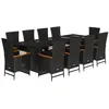 Image de Ensemble à Manger de Jardin vidaXL 11 pcs coussins noir résine tressée, ensemble de salle à manger d'extérieur, meuble de salle à manger de jardin, table et chaises de jardin 3277536