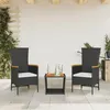Image de Salon de jardin vidaxl 3 pieces noir resine tressee 45 x 45 x 40 cm
