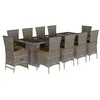 Image de Ensemble à Manger de Jardin vidaXL 11pcs avec coussins gris poly rotin, ensemble de salle à manger d'extérieur, meuble de salle à manger de jardin, table et chaises de jardin 3277560