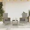 Image de Ensemble à manger de jardin - vidaXL - 3 pcs - Résine tressée - Coussins amovibles - Verre trempé