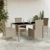 Image de vidaXL Ensemble à Manger de Jardin avec Coussins 5pcs, Table de Terrasse, Meubles de Patio, Mobilier d'Extérieur, Beige 3277571