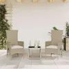 Image de Ensemble table et chaise de jardin vidaxl resine tressee beige 3 personnes table carre 45 x 45 cm