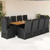 Image de vidaXL 11-delige Tuinset met kussens poly rattan zwart3277634