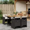 Image de vidaXL Ensemble à manger de jardin coussins 5pcs Noir Résine tressée 3277670