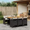 Image de vidaXL Ensemble à manger de jardin coussins 7pcs Noir Résine tressée 3277682