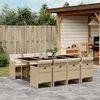 Image de vidaXL Ensemble à manger de jardin et coussins 9 pcs beige Poly rotin 3277689