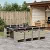 Image de vidaXL Ensemble à manger de jardin et coussins 9 pcs gris clair rotin 3277690