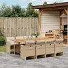 Image de vidaXL Ensemble à manger de jardin et coussins 9 pcs beige Poly rotin 3277695