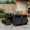Image de vidaXL Ensemble à manger de jardin 9pcs coussins noir résine tressée 3277722