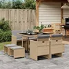 Image de vidaXL Ensemble à manger de jardin et coussins 9 pcs mélange beige , ensemble de salle à manger d'extérieur, meuble de salle 3277727