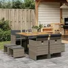 Image de vidaXL Ensemble à manger de jardin 9 pcs coussins gris résine tressée 3277729