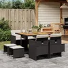 Image de vidaXL Ensemble à manger de jardin 9pcs coussins noir résine tressée 3277730