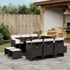 Image de vidaXL Ensemble à manger de jardin 11 pcs coussins noir résine tressée 3277733