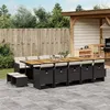 Image de vidaXL Ensemble à manger de jardin 15 pcs coussins noir résine tressée 3277766