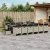 Image de vidaXL Ensemble à manger de jardin et coussins 17 pcs gris clair rotin 3277774