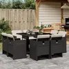 Image de vidaXL Ensemble à manger de jardin 9pcs coussins noir résine tressée 3277781