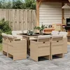 Image de vidaXL Ensemble à manger de jardin et coussins 9 pcs beige Poly rotin 3277785