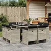 Image de vidaXL Ensemble à manger de jardin et coussins 9 pcs gris clair rotin 3277786