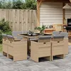 Image de vidaXL Ensemble à manger de jardin et coussins 9 pcs mélange beige 3277787