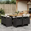 Image de vidaXL Ensemble à manger de jardin 9pcs coussins noir résine tressée 3277790