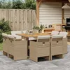 Image de vidaXL Ensemble à manger de jardin et coussins 9 pcs beige Poly rotin 3277791