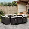 Image de vidaXL Ensemble à manger de jardin 11 pcs coussins noir résine tressée 3277793
