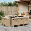 Image de vidaXL Ensemble à manger de jardin et coussins 11 pcs beige poly rotin 3277797