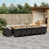 Image de vidaXL Ensemble à manger de jardin 17 pcs coussins noir résine tressée 3277838