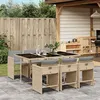 Image de vidaXL Ensemble à manger de jardin coussins 7 pcs mélange beige rotin 3277859