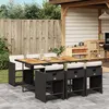 Image de vidaXL Ensemble à manger de jardin coussins 7pcs Noir Résine tressée 3277862