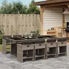 Image de vidaXL Ensemble à manger de jardin 9 pcs coussins gris résine tressée 3277867