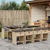 Image de vidaXL Ensemble à manger de jardin et coussins 9 pcs mélange beige 3277871