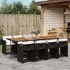Image de vidaXL Ensemble à manger de jardin 9pcs coussins noir résine tressée 3277874