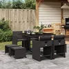 Image de vidaXL Ensemble à manger de jardin 9pcs coussins noir résine tressée 3277902