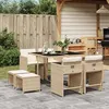 Image de vidaXL Ensemble à manger de jardin et coussins 9 pcs beige Poly rotin 3277905