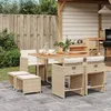 Image de vidaXL Ensemble à manger de jardin et coussins 9 pcs beige Poly rotin 3277911